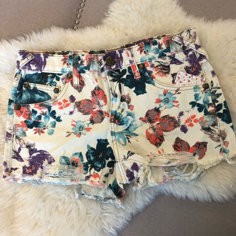 Free People Floral Shorts